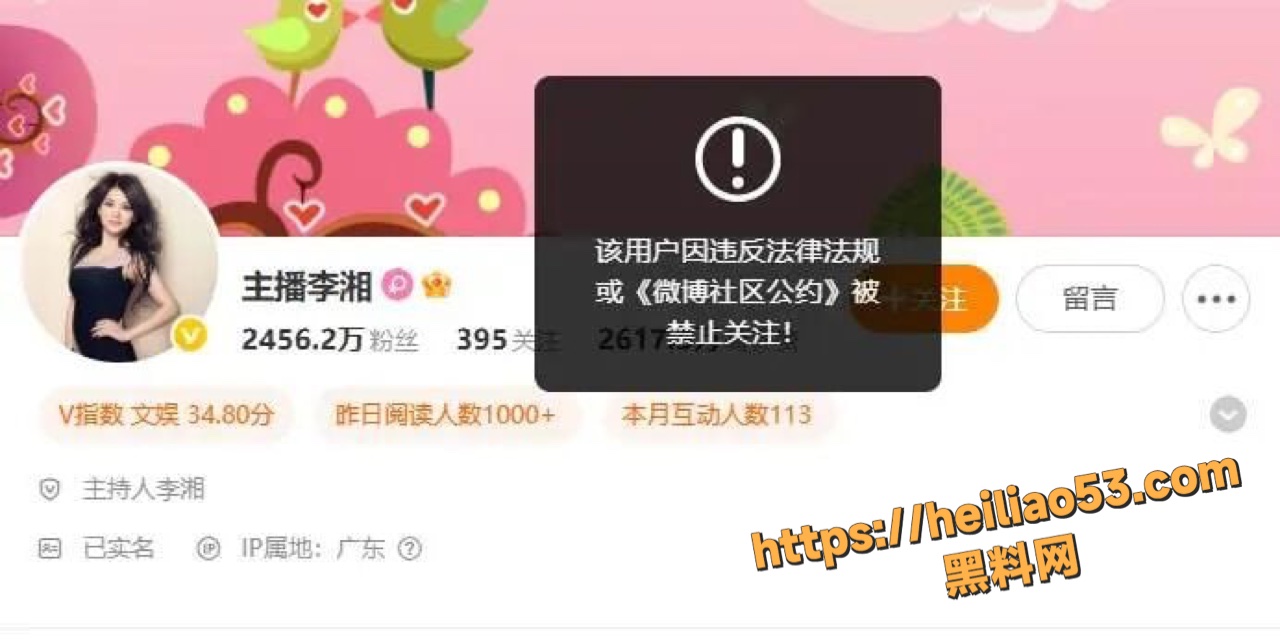 前湖南卫视主持人李湘全网被封杀2