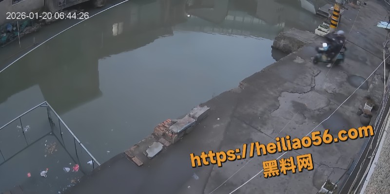 监控曝光大姐骑电动落水 1