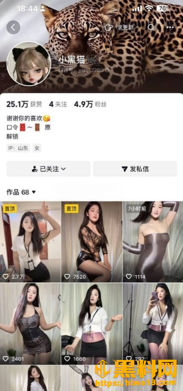 抖音网红小黑猫擦边热舞